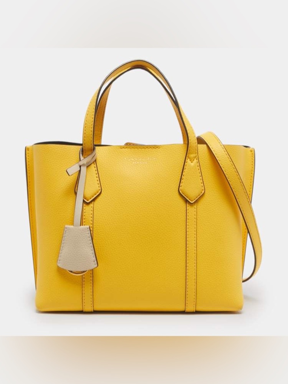 TORY BURCH Yellow Leather Tote Handbag with Shoulder Strap